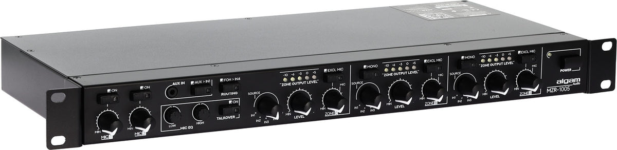 MZR 1005 - rack-mountable 5-input stereo mixer/zone 3 zones