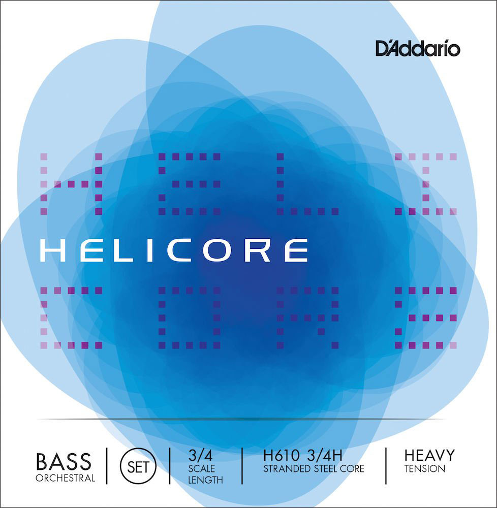 D'ADDARIO STRING SET FOR DOUBLE BASS ORCHESTRA HELICORE 3/4 FRET FRETBOARD HEAVY TENSION
