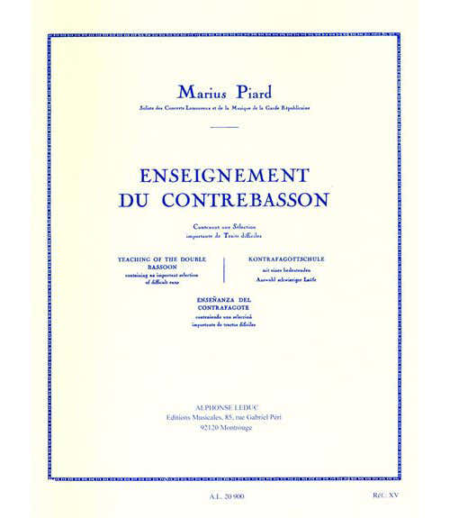 Piard M. - Enseignement Du Contrebasson