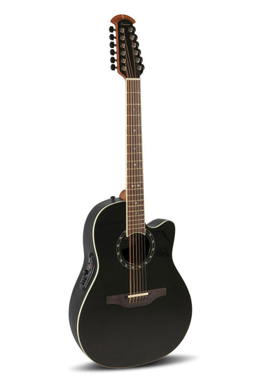 E-Acoustic Guitar Standard Balladeer Deep Contour Cutaway 12-String Black