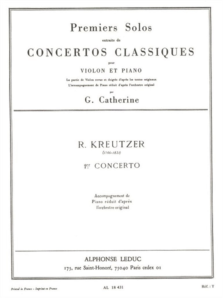Kreutzer R. / Catherine G. - 1er Solo Du Concerto N°1 - Violino & Piano