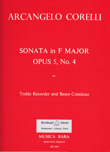 Corelli A. - Sonata In F Major Op. 5/4 - Flute A Bec Alto et BC