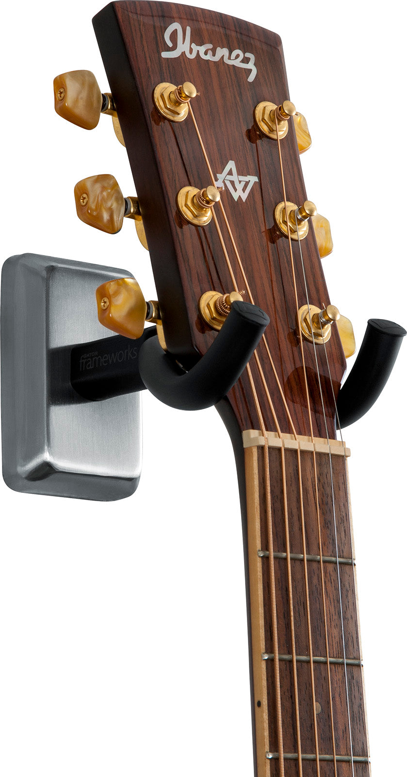 Suporte de parede para guitarra placa de cromo acetinado