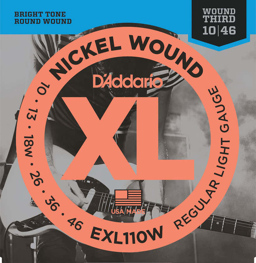 NICKEL STRINGS FOR ELECTRIC GUITAR EXL110W REGULAR LIGHT 3RD STRING WITH NET 10-46