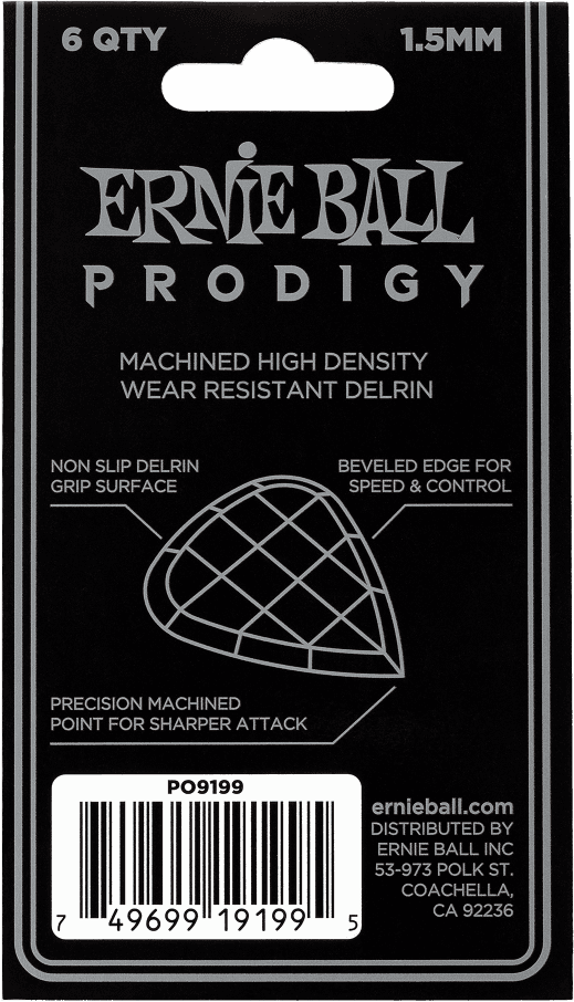 Palhetas Prodigy Saqueta De 6 Pretas 1,5Mm