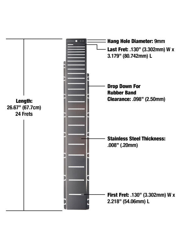 MN805 FRET SHIELD - STAINLESS STEEL FINGERBOARD PROTECTOR PITCH B-34 (BASS)