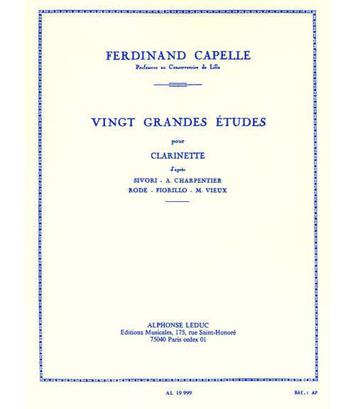 Capelle Ferdinand - 20 Grandes Etudes - Clarinette