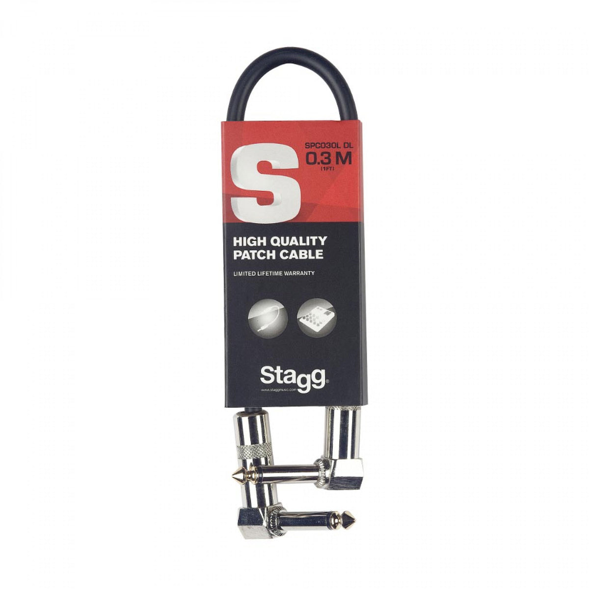 SPC030L DL Cabo patch mono jack/jack (M/M angular) 30 cm metal