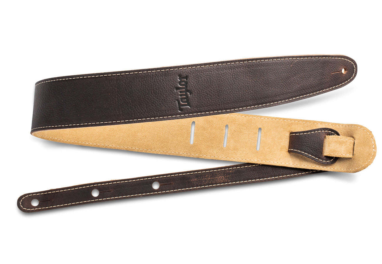 STRAP CHOCOLATE BROWN LEATHER SUEDE BACK 2.5"