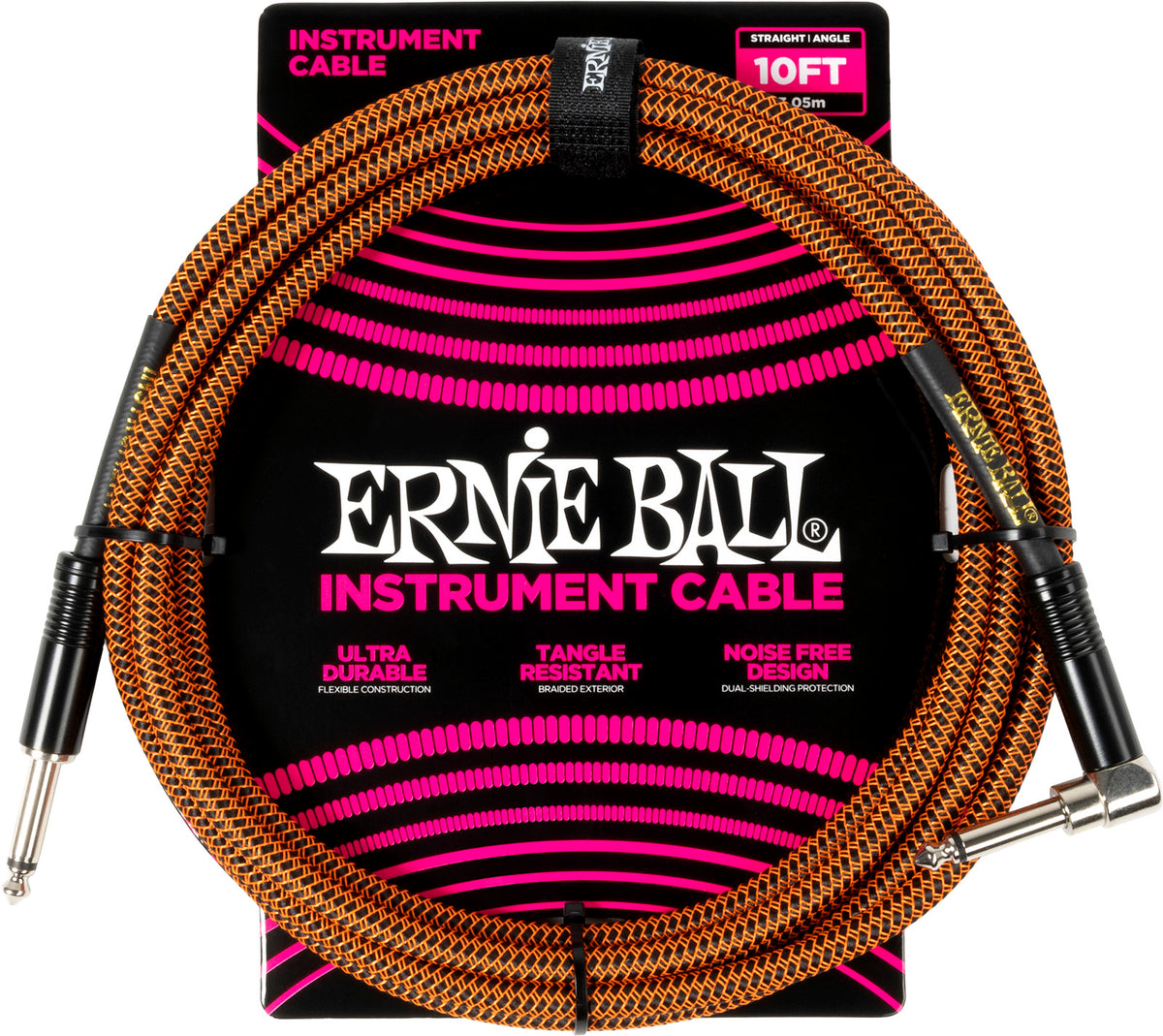 Ernie Ball Manga Entrançada Angulada 3m Laranja e Preto