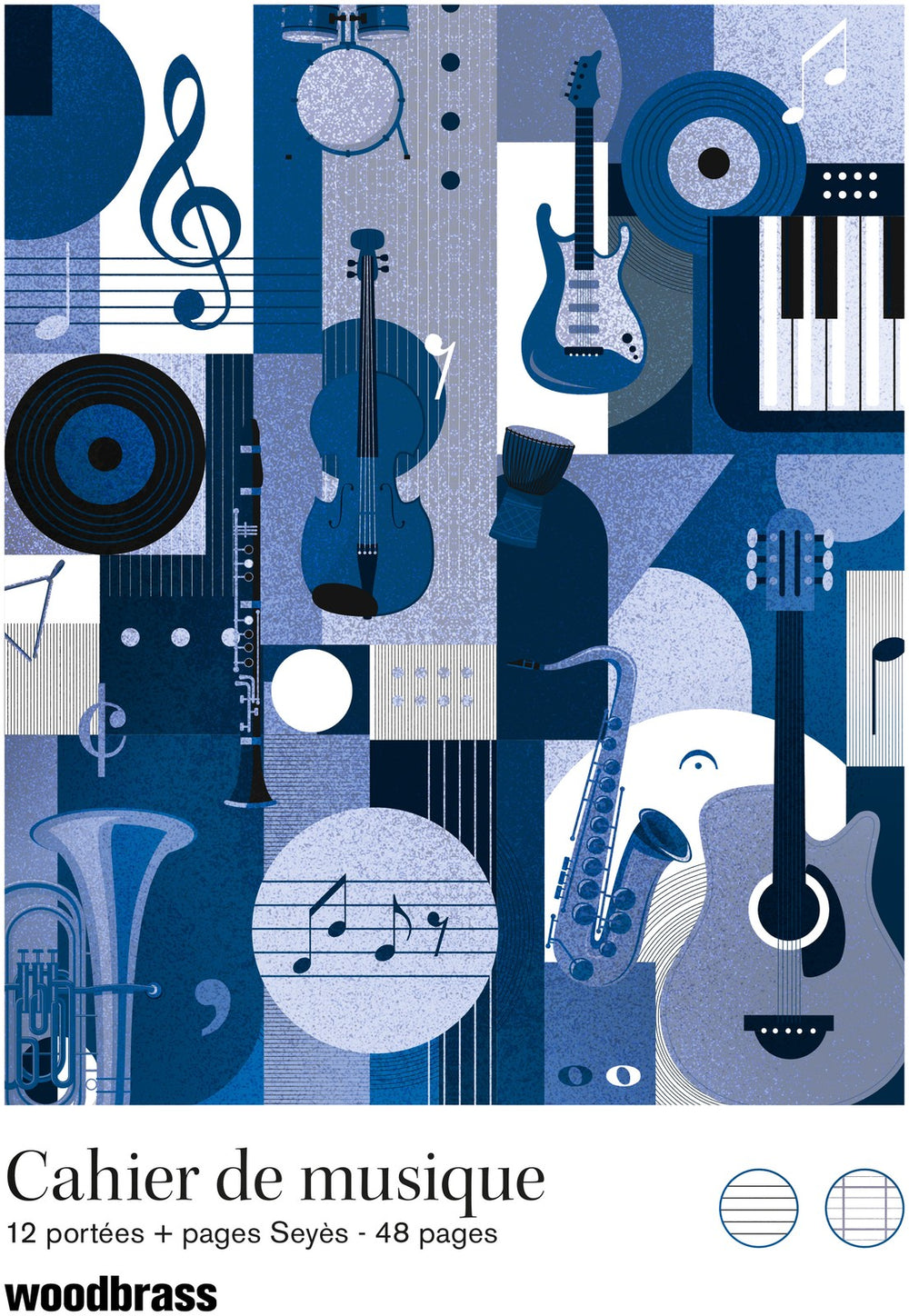 Woodbrass Caderno de música 12 Pautas + páginas Seyes - 48 páginas