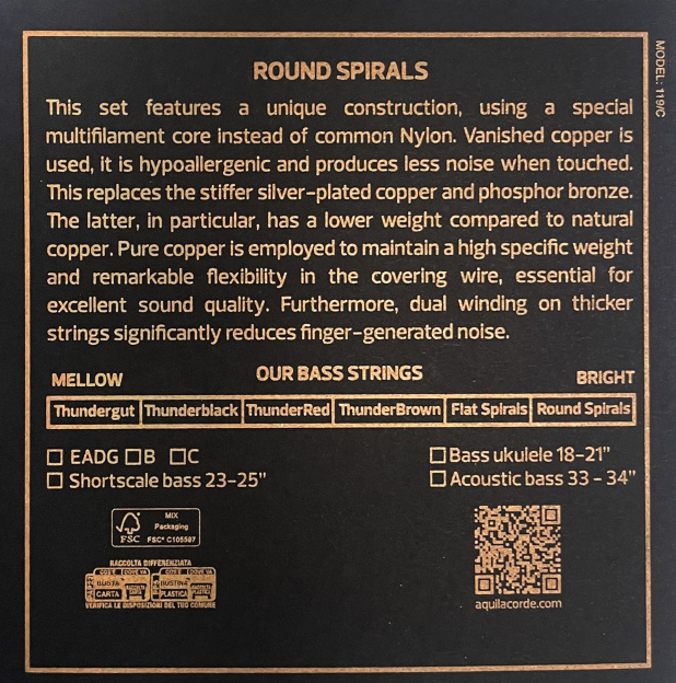 310U Set of 4 Round Spirals strings for short-scale bass