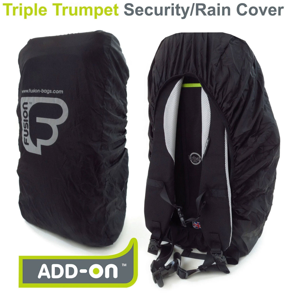 Black Urban Rain Cover for Triple Trumpets