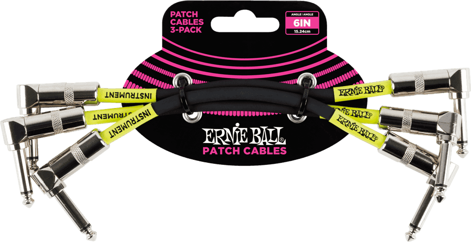 Cabos de instrumento Patch Pack de 3 - Angulado - 15CM Preto