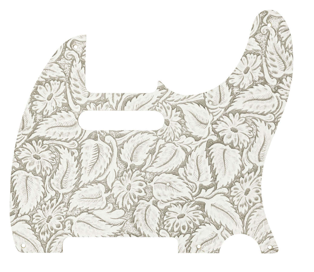 WAYLON JENNINGS LEATHER PICKGUARD WHITE