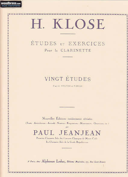 KLOSE - 20 ETUDES D'APRES KREUTZER ET FIORILLO - CLARINETTE