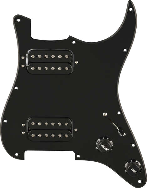 Escudo Strat pré-cablado Quadra Tap HH preto 11 furos PG