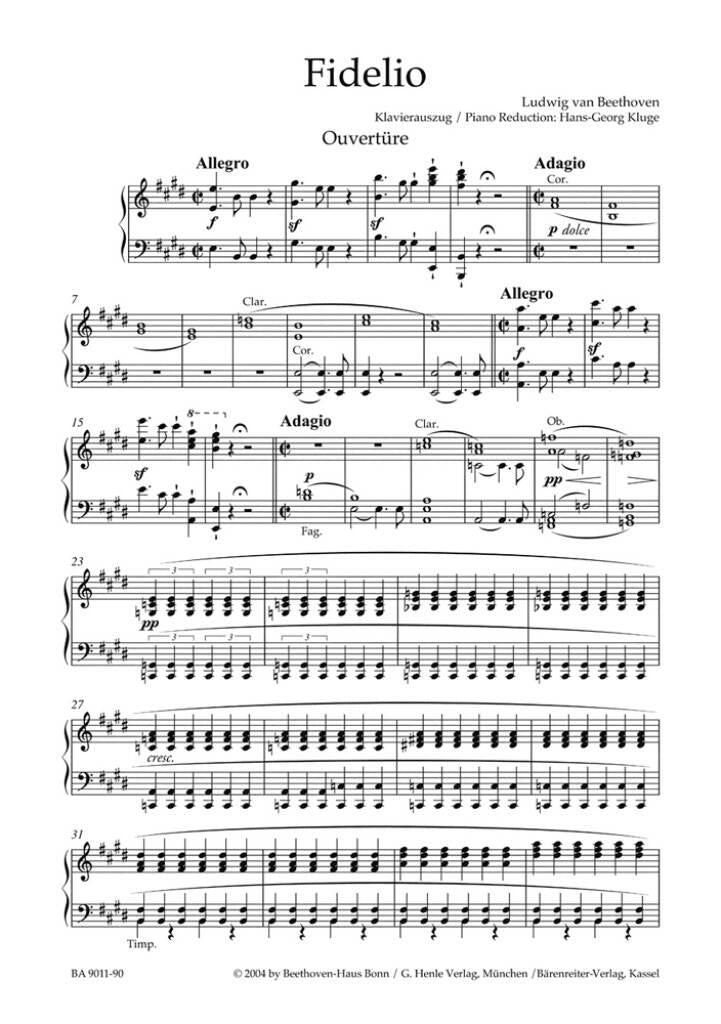 BEETHOVEN LUDWIG VAN - FIDELIO OP.72 - VOCAL SCORE