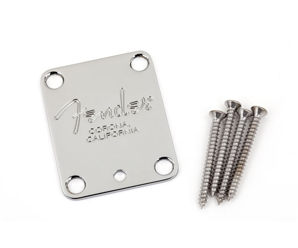 Fender Placa do braço para guitarra americana de 4 parafusos com gravação "Corona" (cromado)