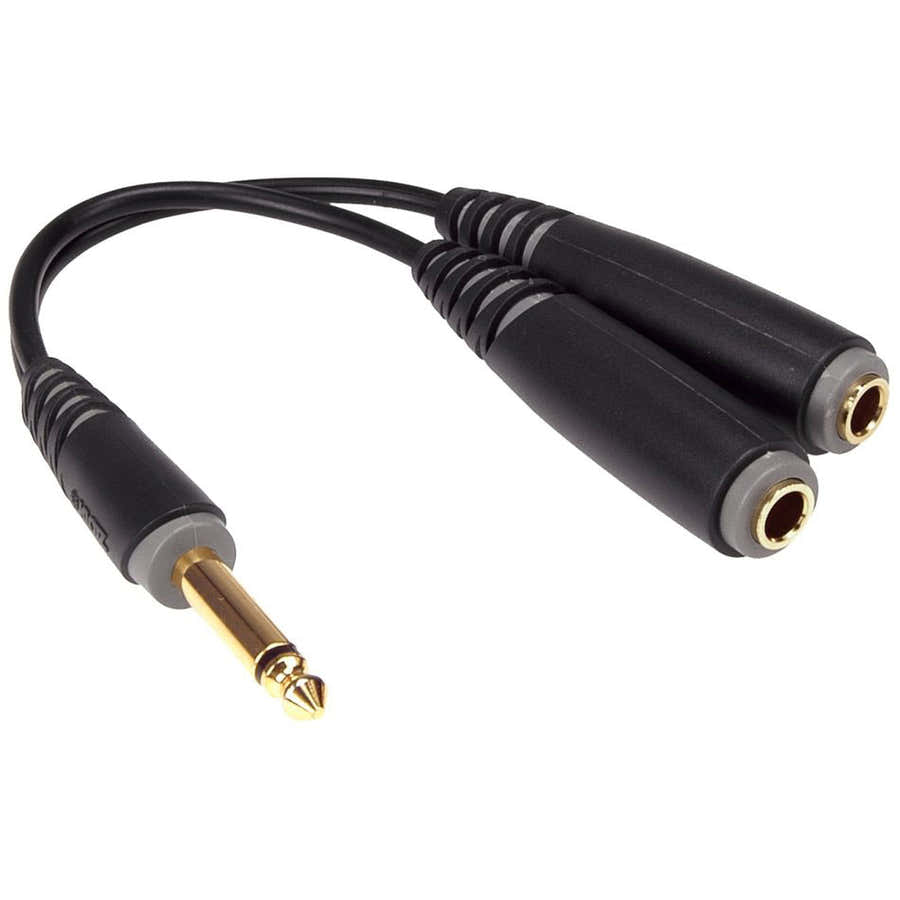 CABLE-Y BLACK 0,2M JACK 2P - 2X SOCKET 2P GOLD CONTACT
