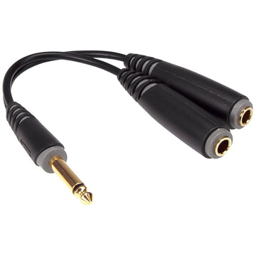 CABLE-Y BLACK 0,2M JACK 2P - 2X SOCKET 2P GOLD CONTACT