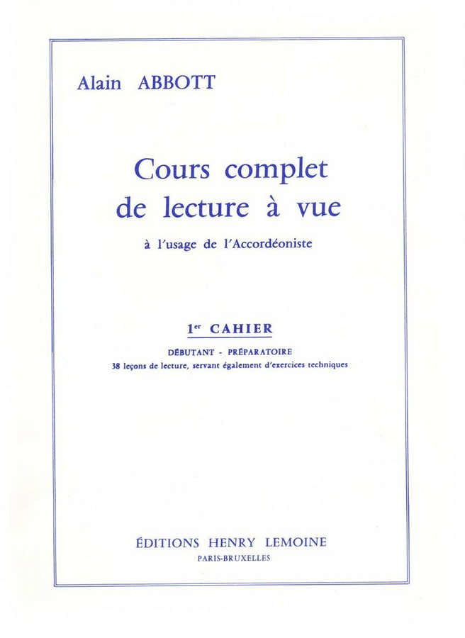 ABBOTT ALAIN - LECTURE A VUE VOL.1 - ACCORDEON