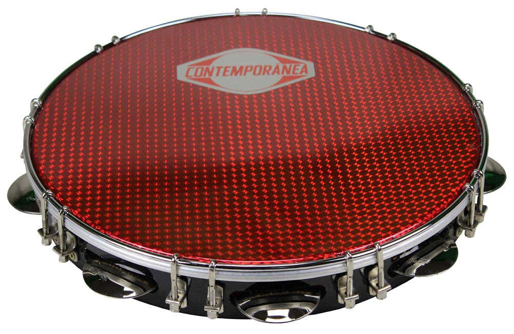 C-PF12-01BR - PANDEIRO 12" BLACK - SKIN RED - ESTOQUEB
