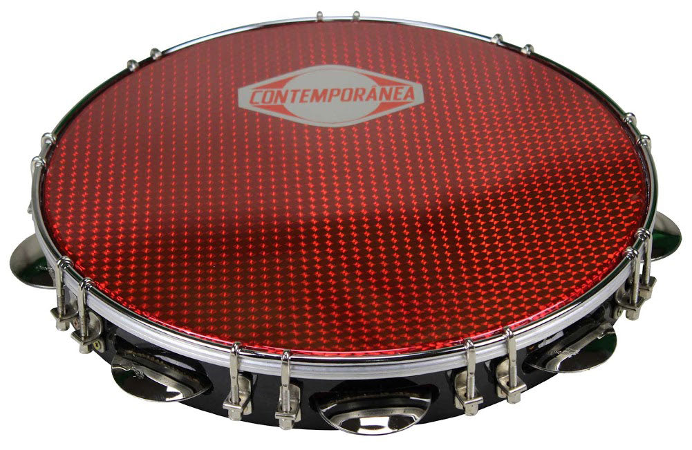 C-PF12-01BR - PANDEIRO 12" BLACK - SKIN RED - ESTOQUEB