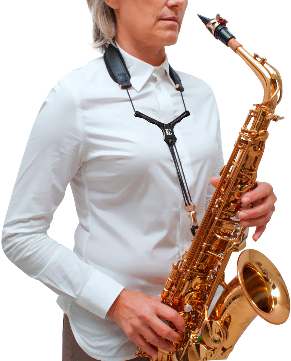 Cordão Zen Preto - Mosquetão Metálico - Sax Soprano/alto/ Tenor
