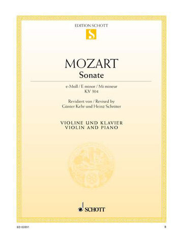 MOZART W.A. - SONATA E MINOR KV 304 - VIOLIN AND PIANO
