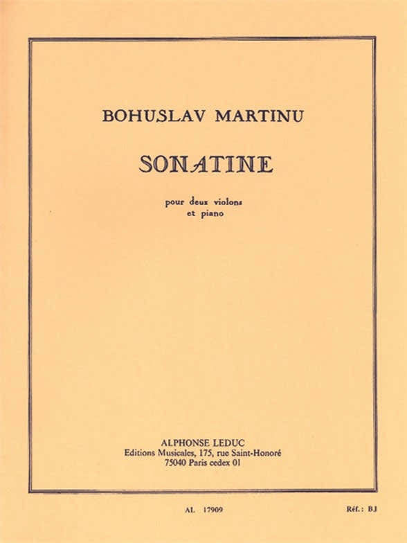 Sonatine For Two Violins And Piano H198
