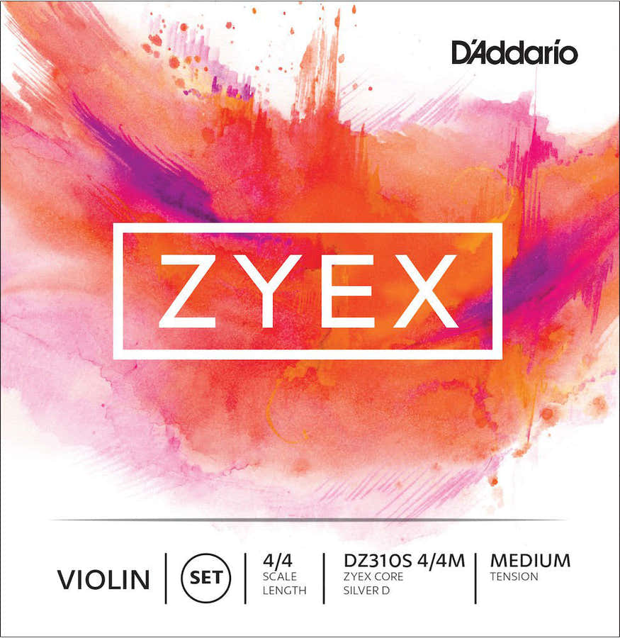 4/4 ZYEX VIOLIN STRING SET WITH SILVER D SCALE MEDIUM TENSION