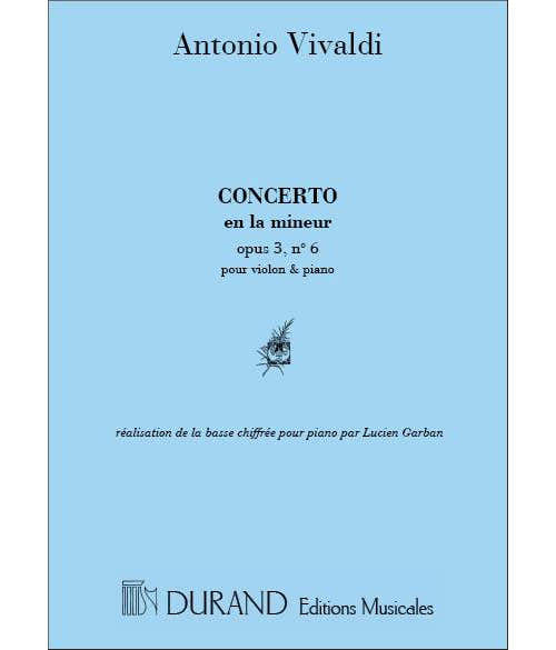 Vivaldi A. - Concerto Op 3 N 6 En La M - Violon et Piano