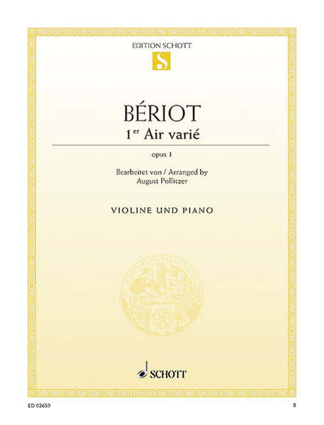 Beriot C.a. De - Air Varie D Minor Op.1 - Violin And Piano