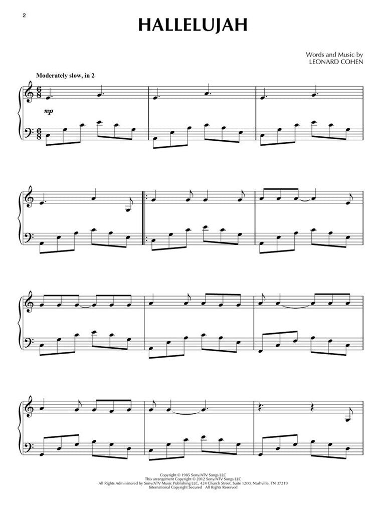LEONARD COHEN - HALLELUJAH - PIANO SOLO