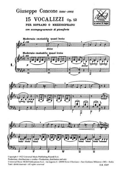 Concone G. - 15 Vocalizzi Op. 12 - Chant