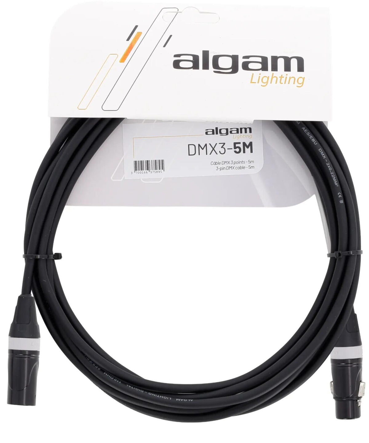 Algam Lighting Cabo DMX de 3 pinos - 5M