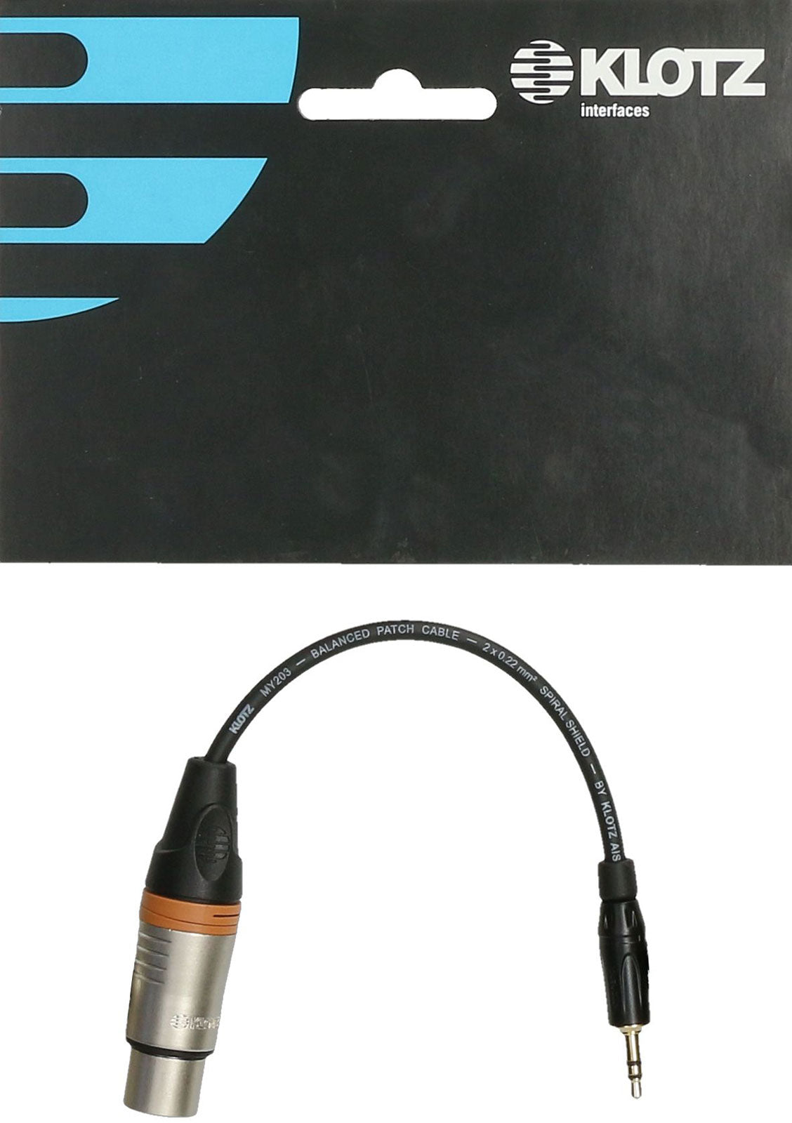 XLR-FP3.5 XLR F-JACK 3,5 ST. ADAPT. 0,2M XLR3P F KLOTZ - JACK 3P 6,35MM