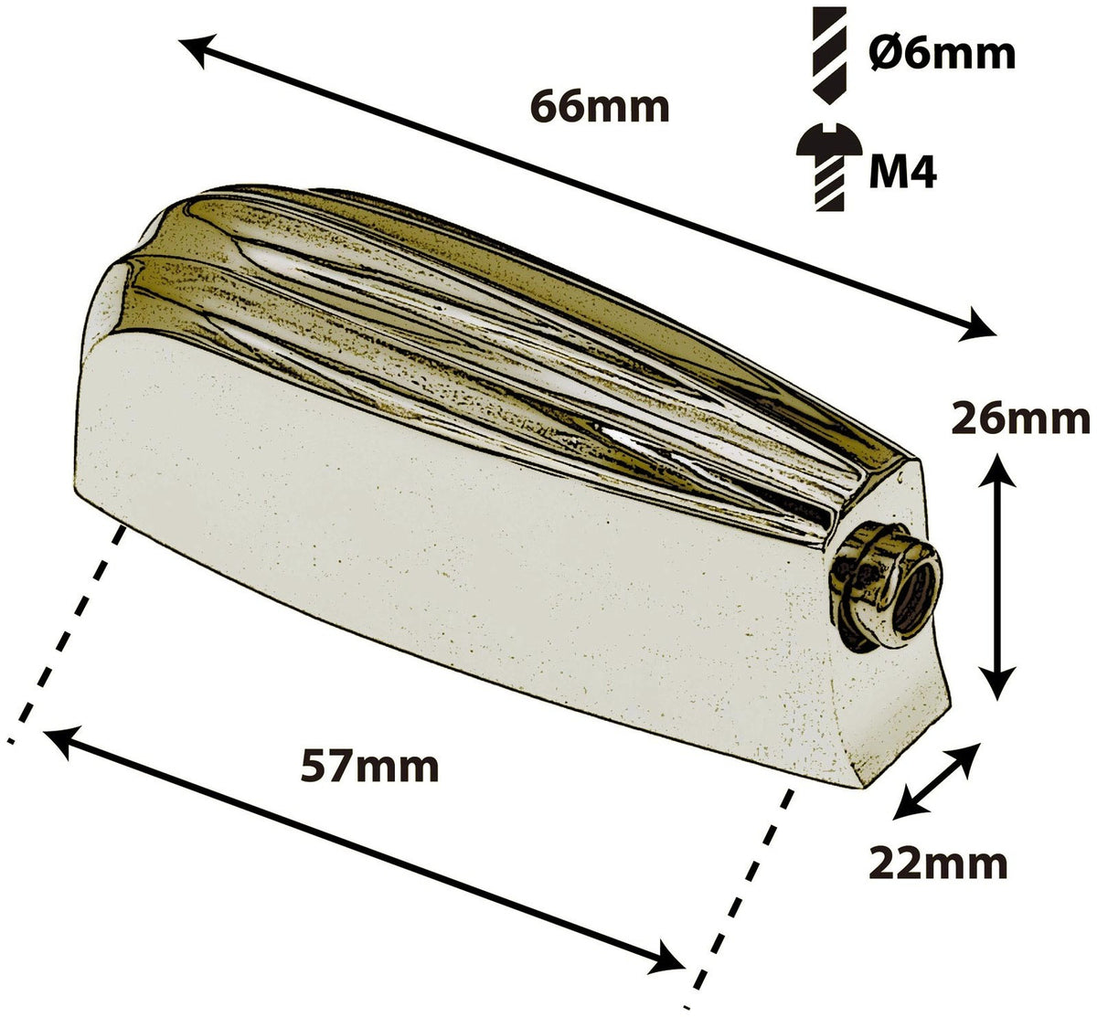 L23FT-BR - Canoa para Tarola / Tom Dourada - 57mm (x1)