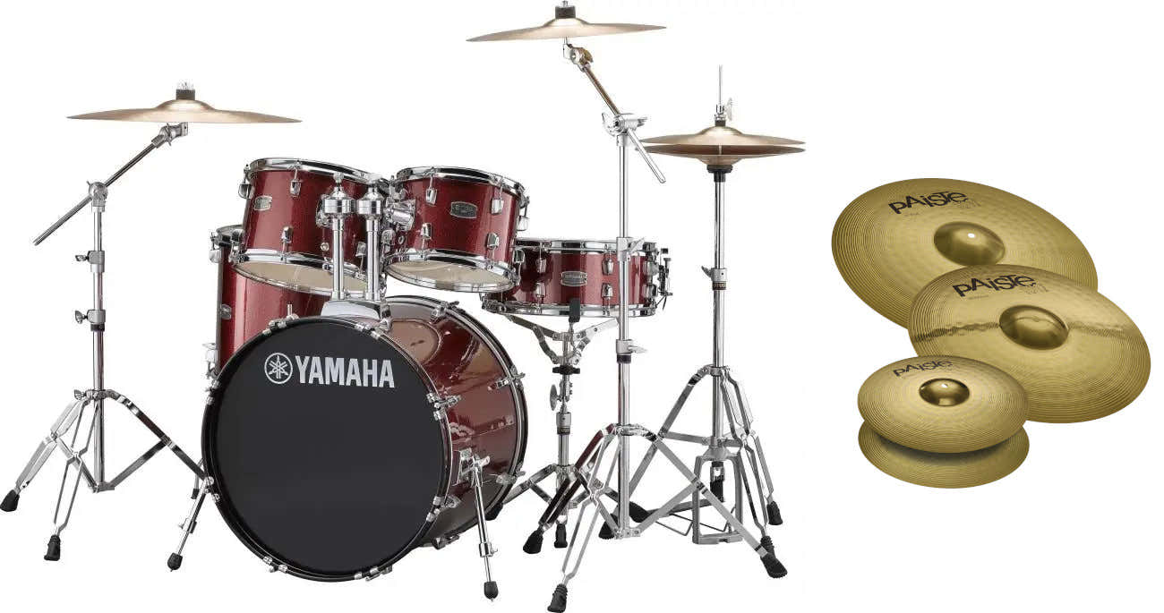 Rydeen 20 Purpurina cor de vinho + HW680W + Paiste 101