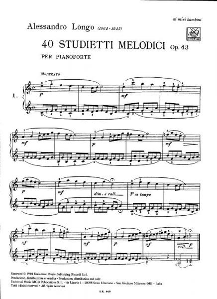 Longo A. - 4 pequenos estudos melódicos para mãos pequenas sem oitavas OP.43 - Piano