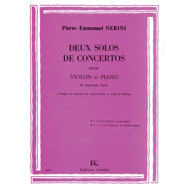 Nerini PIERRE-emmanuel - Solos De Concertos (2) En Sol Maj. et Sib Maj. - Violon et Piano