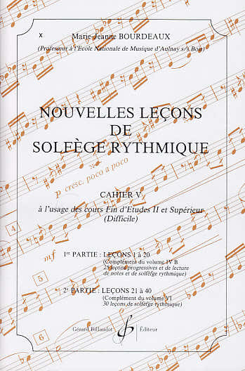 Bourdeaux MARIE-jeanne - Novas lições de solfejo rítmico Vol.5