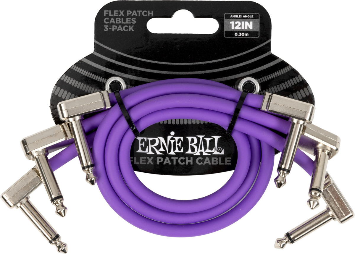 Ernie Ball PATCH CABLE FLEX 30CM - PACK 3 PURPLE