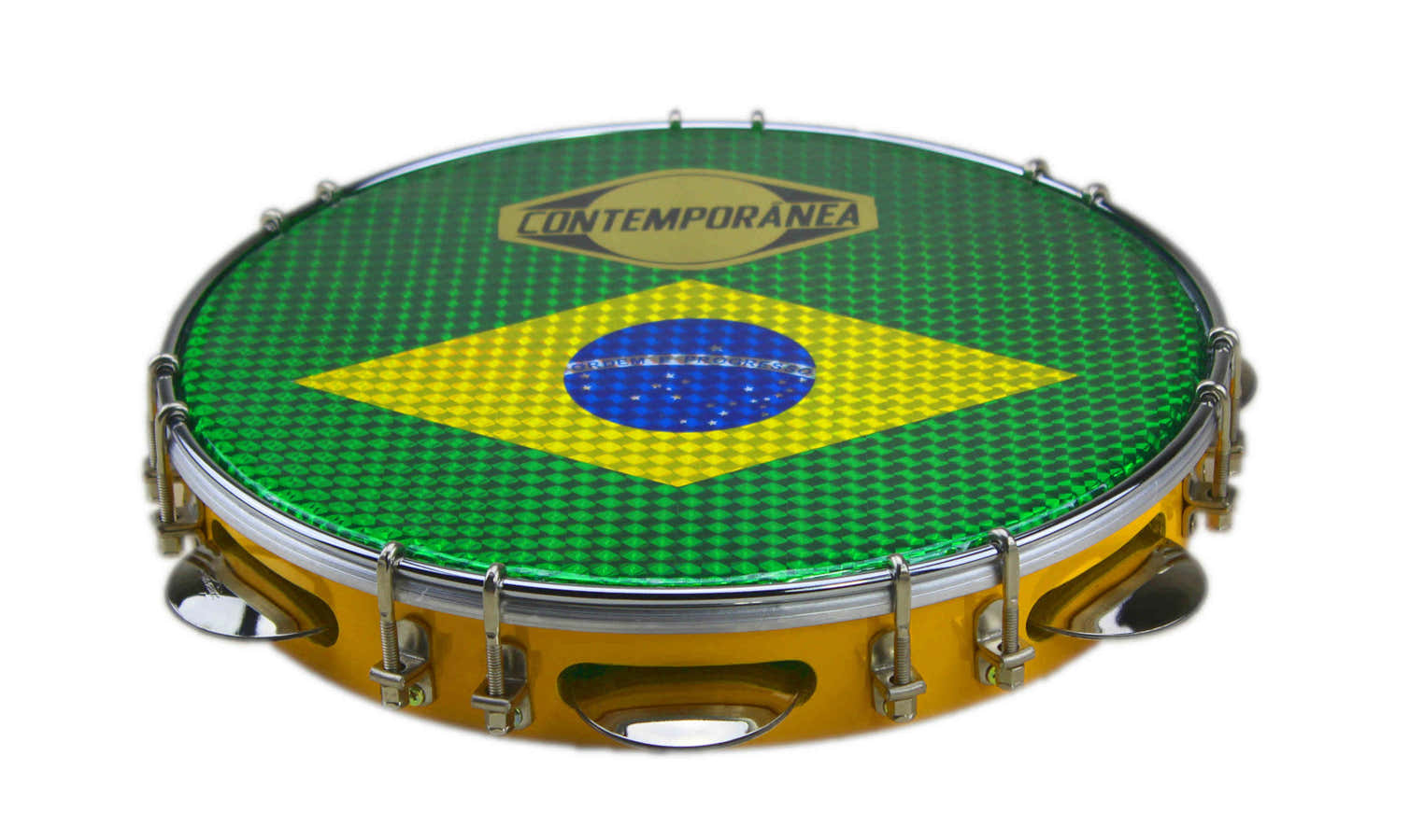 C-PL10-01y Pandeiro 10" Bandeira do Brasil - Amarelo