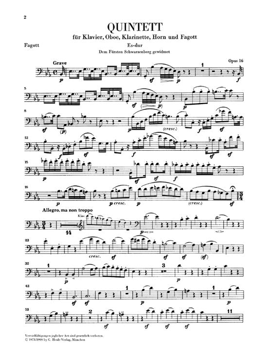 Beethoven L.V. - Piano Quintet E Flat Major Op. 16 (Version For Wind Instruments) For Piano Oboe C