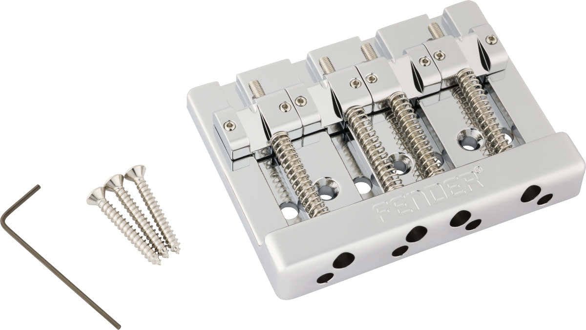 Fender Conjunto de ponte para baixo de 4 cordas HiMass com passagem das cordas pelo corpo e selas de latão Cromado