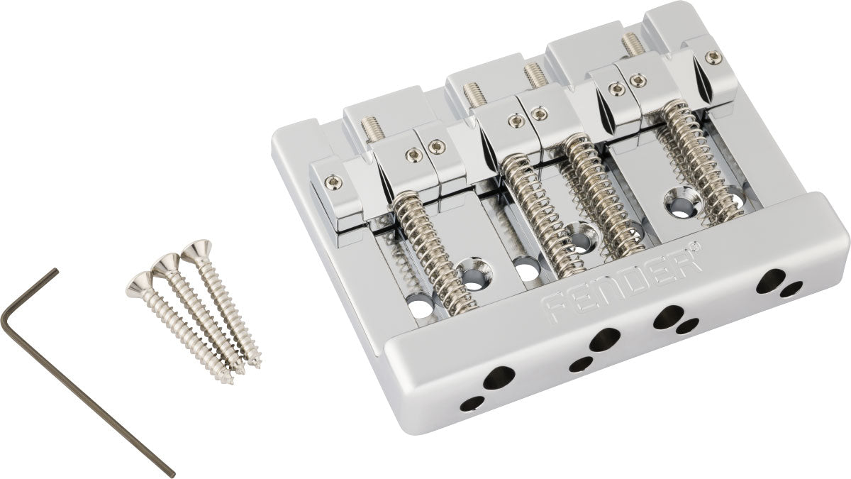 Fender Conjunto de ponte para baixo de 4 cordas HiMass com passagem das cordas pelo corpo e selas de latão Cromado