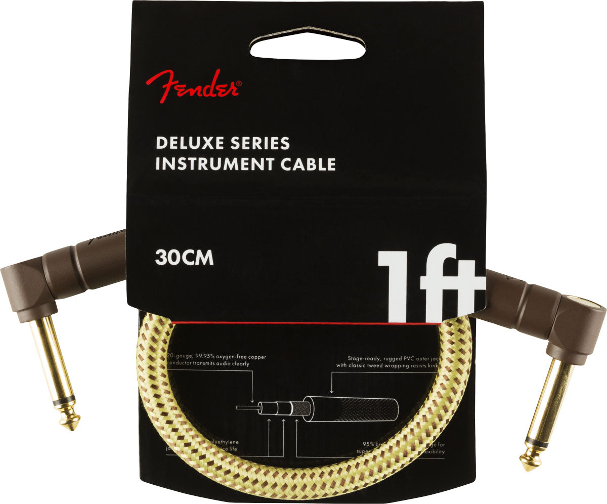 Fender DELUXE INSTRUMENT CABLE ANGLE/ANGLE 1' TWEED