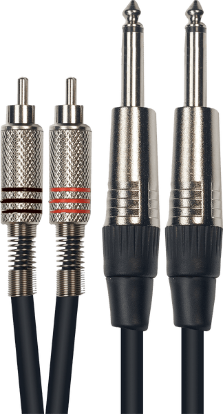Yellow Cable K03 2 MALE MONO CINCH/ 2 MONO MALE 1/4 PHONE PLUG